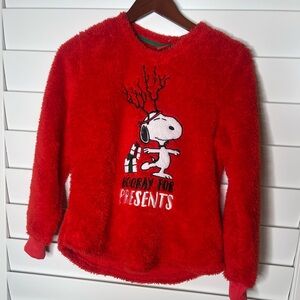 Peanuts red fuzzy sweater Christmas snoopy